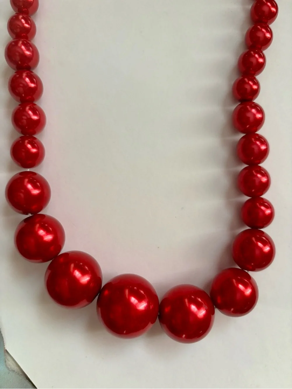 Vintage Red Bead Statement Necklace - Elegant Women's Jewelry